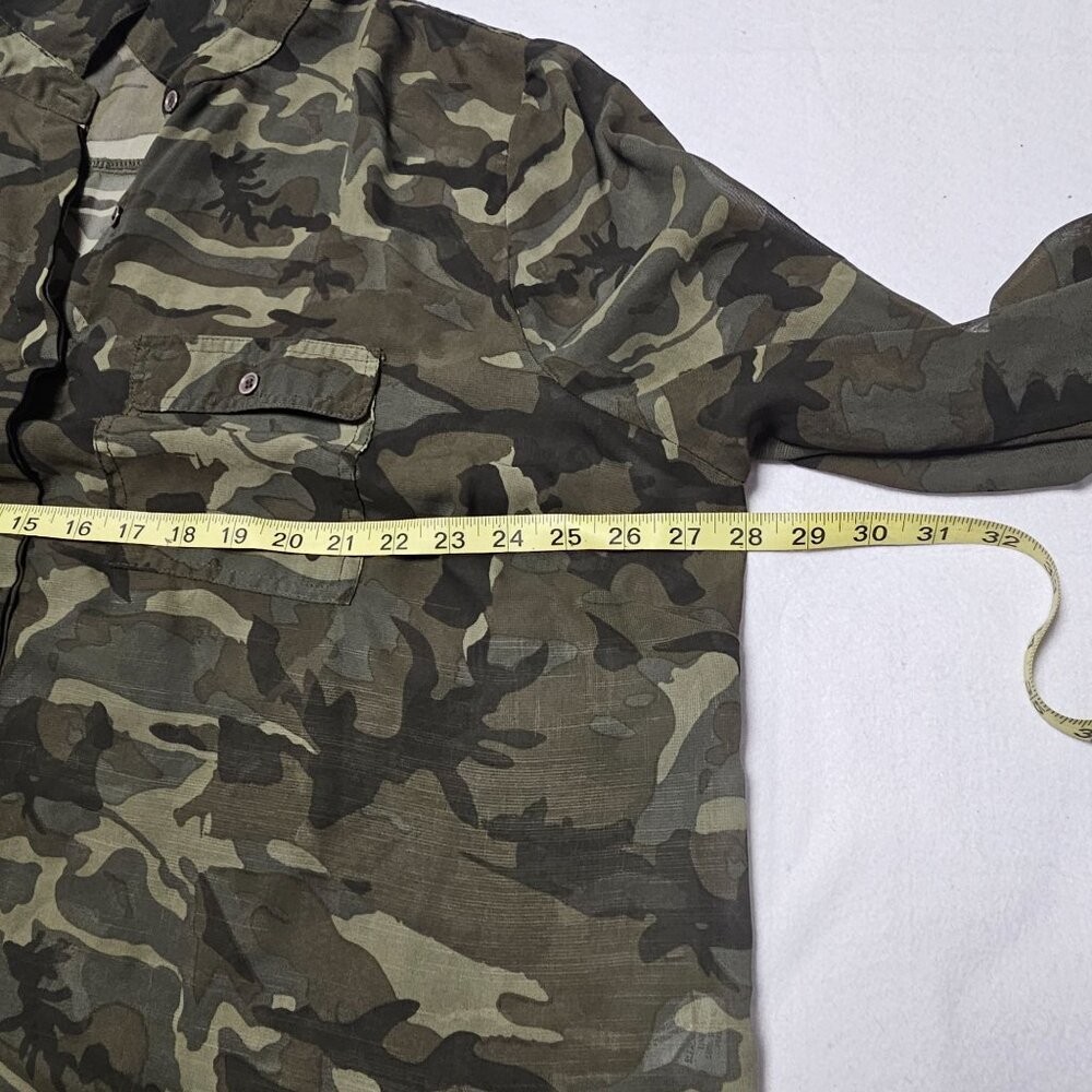 Women's Camouflage Camo Button Down Blouse Shirt Top Sheer Size 3X - Picture 5 of 6